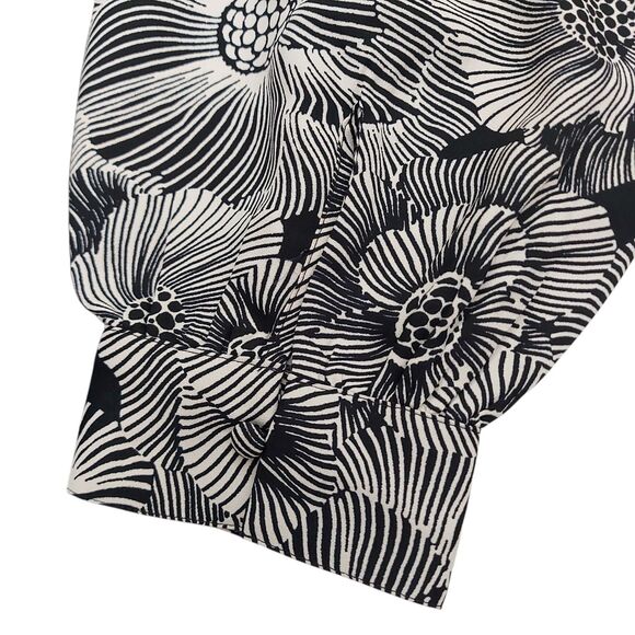 Express Romper Womens Large Black Beige Floral Long Sleeve Tie Front Bohemian - Picture 13 of 13